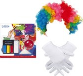 Ensemble de costumes de Clown pour enfants - Perruque/ Maquillage faciale/ Nez/ Gants