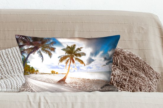 Sierkussens - Kussen - De zon gaat onder bij een tropisch strand - 60x40 cm - Kussen van katoen