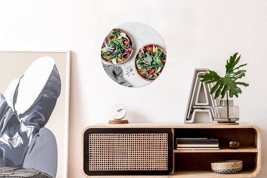 Cercle mural Two Fresh Salads aluminium ⌀ 30 cm - impression photo sur cercle mural / cercle vivant / cercle jardin (décoration murale)
