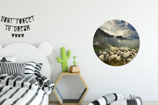 WallCircle - Peinture - Mouton Herbe Berg - Multicolore - 60 X 60 Cm