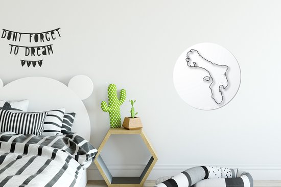 illustration d'un trait noir en forme de Bonaire Wall cercle aluminium ⌀ 30 cm - tirage photo sur cercle mural / cercle vivant / cercle jardin (décoration murale)