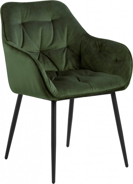 Woonexpress - Armstoel Leende Groen - Velvet Groen - 83x58x55cm (hxbxd)