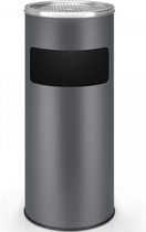 Jago- Staande asbak met prullenbak - Antraciet- 30 liter, van RVS/ ijzer, 2 in 1, met binnenemmer