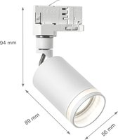Spectrum - LED railspot mini wit met opale ring - 3-Fase universeel - GU10 aansluiting