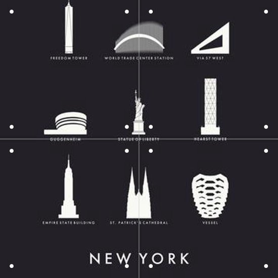 IXXI New York Architecture black - Wanddecoratie - Landen - 40 x 40 cm