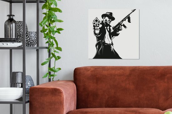 Illustration d un membre de la mafia avec deux armes en noir et