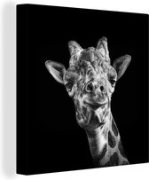 Canvas Schilderij Giraffe - Dier - Zwart - Wit - 20x20 cm - Wanddecoratie