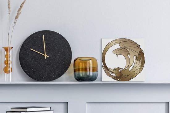 Illustration d'un ouroboros avec un dragon brun 20x20 cm - petit - Tirage photo sur toile (Décoration murale salon / chambre) / Peintures sur toile Animaux