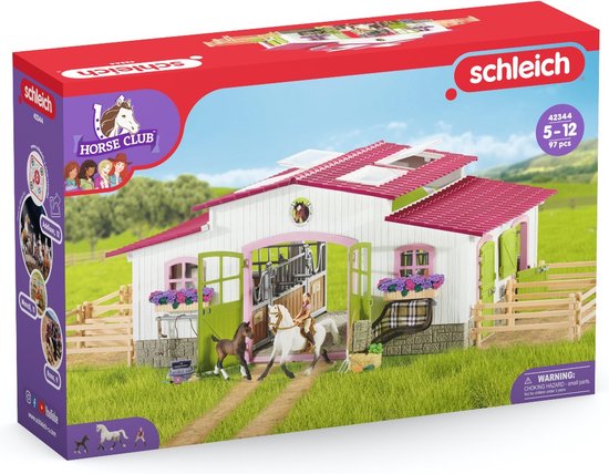 Schleich Horse Club Speelfigurenset - Paardenmanege met Ruiter - Kinderspeelgoed voor Jongens en Meisjes - 5 tot 12 jaar - 44 Onderdelen - 42344 - Schleich
