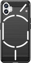 Coque Nothing Phone 1 - Coque en gel TPU MobyDefend - Métal brossé + aspect carbone - Zwart - Coque pour téléphone portable - Coque pour téléphone Ce produit est compatible avec : Nothing Phone (1)