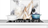 KitchenYeah® Spatscherm keuken 60x40 cm - Kookplaat achterwand abstract - Goud luxe - Muurbeschermer hittebestendig - Spatwand fornuis - Hoogwaardig aluminium - Muurdecoratie industrieel