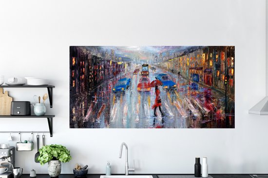 Stickers muraux - Sticker Foil - Peinture - Peinture à l'Huile - Voiture - Passage Clouté - 160x80 cm - Film Adhésif - Stickers muraux Muraux Chambre Enfant - Papier Peint Auto Adhésif