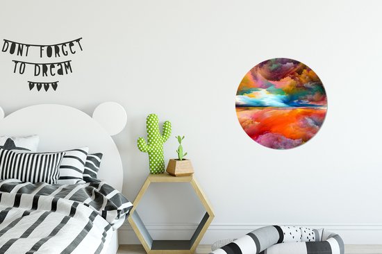 Foto: Wallcircle wandcirkel muurcirkel schilderij olieverf abstract wolken aluminium dibond 30 cm binnen en buiten