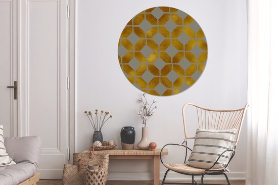 WallCircle - Wandcirkel ⌀ 140 - Patronen - Goud - Luxe - Ronde schilderijen woonkamer - Wandbord rond - Muurdecoratie cirkel - Kamer decoratie binnen - Wanddecoratie muurcirkel - Woonaccessoires