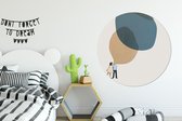 Muurcirkel - Wandcirkel - Abstract - Jongen - Meisje - Wolken - Retro - Ronde schilderijen - ⌀ 120 cm - Ronde wanddecoratie - Woonkamer - Muurdecoratie