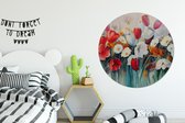 WallCircle - Cercle mural - Cercle mural intérieur - Tableau - Peinture à l'huile - Fleurs - 120x120 cm - Décoration murale - Peintures ronds XXL