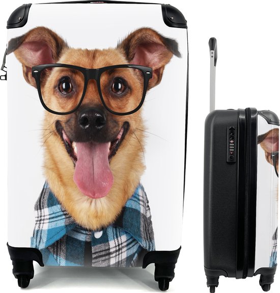 Valise - Chien - Blouse - Lunettes - Hipster - 35x55x20 cm - Bagage à main  - Trolley | bol.com