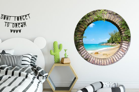 WallCircle - Wall Circle - Wall Circle Indoor - Plage - Mer - Transparent - Été - 140x140 cm - Décoration murale - Peintures Ronds