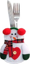 Kerst Bestekhouder Kerst Kerstdecoratie Tafel Bestek Zakjes Kerstdiner Sneeuwpop – 1 Stuk