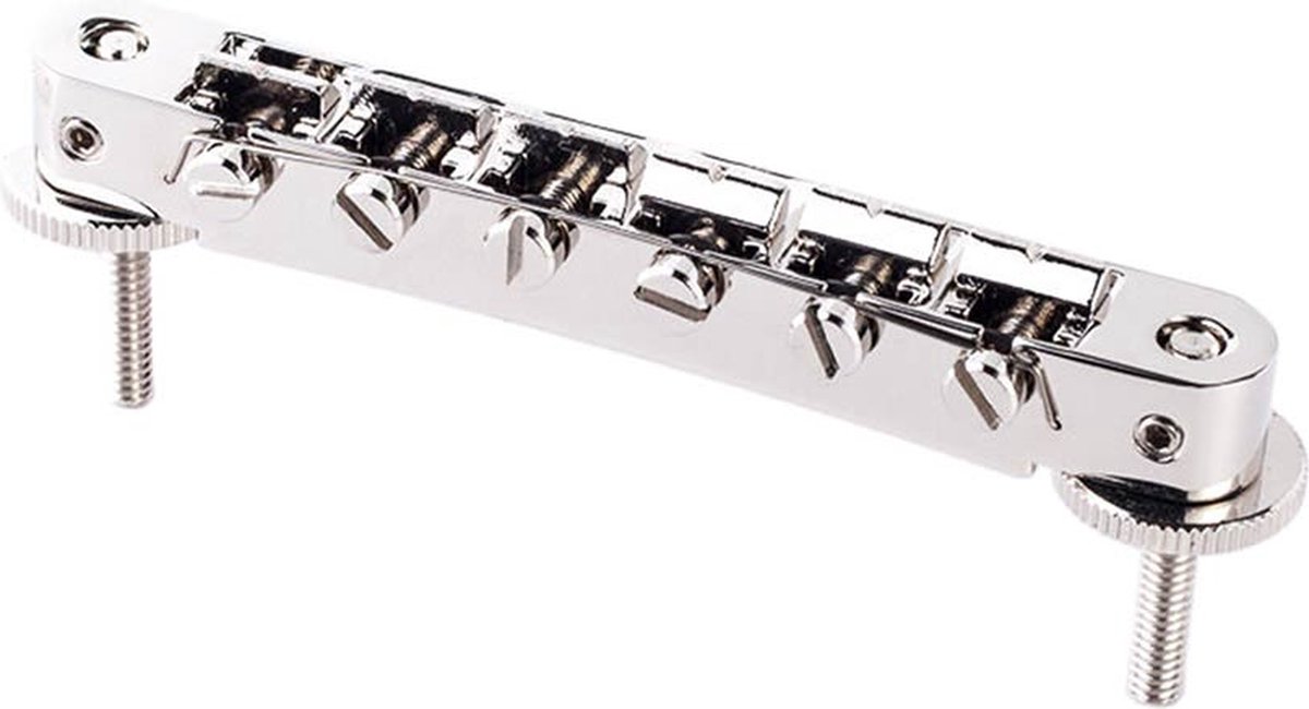 Gitaarbrug TonePros AVR2P-N tune-o-matic met pre-notched saddles nickel