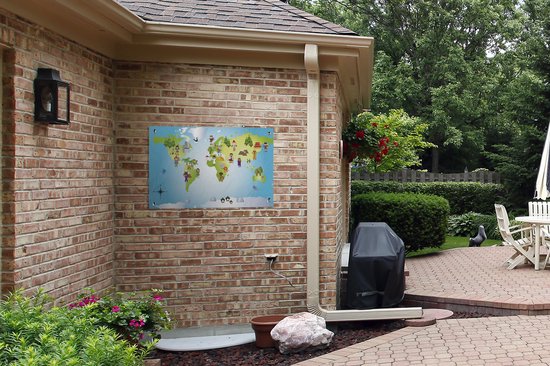 Jardin privé Affiche Cartes du monde - carte pour Kinder pour les enfants du monde 90x60 cm - Tissu Jardin / extérieur toile / Peintures en plein air (décorations de jardin)