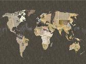 Fotobehangkoning - Behang - Vliesbehang - Fotobehang - Gossips from the World - Wereldkaart van Tijdschriften - 300 x 231 cm