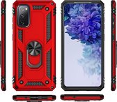 Mobigear Armor Ring Telefoonhoesje geschikt voor Samsung Galaxy S20 FE Hoesje Hardcase Backcover Shockproof met Ringhouder - Zwart