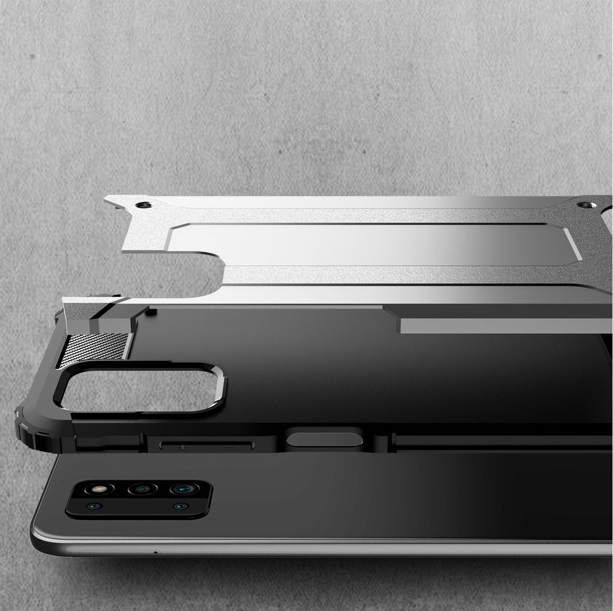 Mobigear Hoesje geschikt voor Samsung Galaxy A03s Telefoonhoesje Hardcase | Mobigear Outdoor Backcover Shockproof | Schokbestendig Galaxy A03s Telefoonhoesje | Anti Shock Proof - Goud