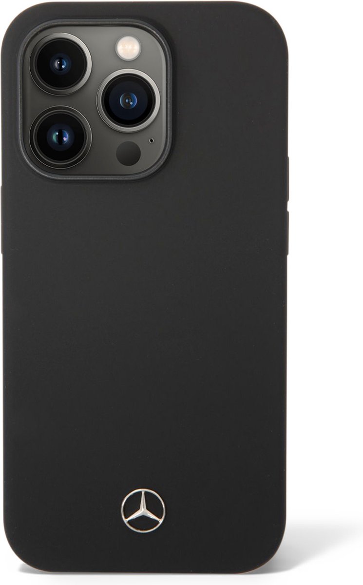 Mercedes-Benz Silicone Telefoonhoesje voor Apple iPhone 14 Pro - Beschermende Back Cover - Zwart