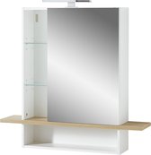 Spiegelkast Cuenca Wit - Breedte 90 cm - Hoogte 91 cm - Diepte 25 cm - Met planken - Met openslaande deuren