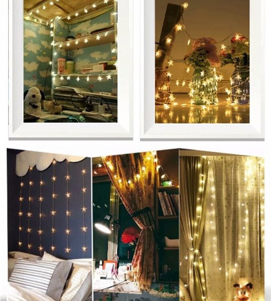 Kerstverlichting staande sterren 20 LED's warm wit