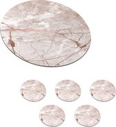 Onderzetters voor glazen - Rond - Marmer - Oud roze - Roze - 10x10 cm - Glasonderzetters - 6 stuks