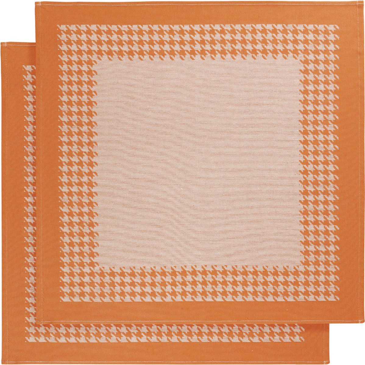 De Witte Lietaer Theedoek Pied de Poule, Oranje - 2 stuks - 65 x 65 cm - Katoen