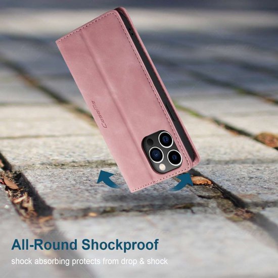 Coque iPhone 14 Pro Max - Etui portefeuille - Rose - Caseme