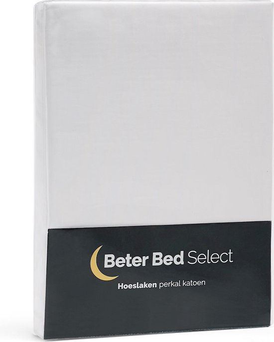 BeterBed Select Perkal Hoeslaken - 80/90 x 210/220 cm - 100% Katoen Percale - Matrasbeschermer - Matrashoes - Wit