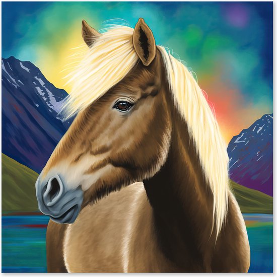 Graphic Message - Schilderij op Canvas - IJslander Portret - Paard - Pony - Paardengek - IJsland