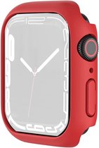 By Qubix Apple Watch 45mm Hard case (open front) - Rood - Geschikt voor Apple Watch 45mm hoesje - screenprotector - Bescherming iWatch - Bescherm