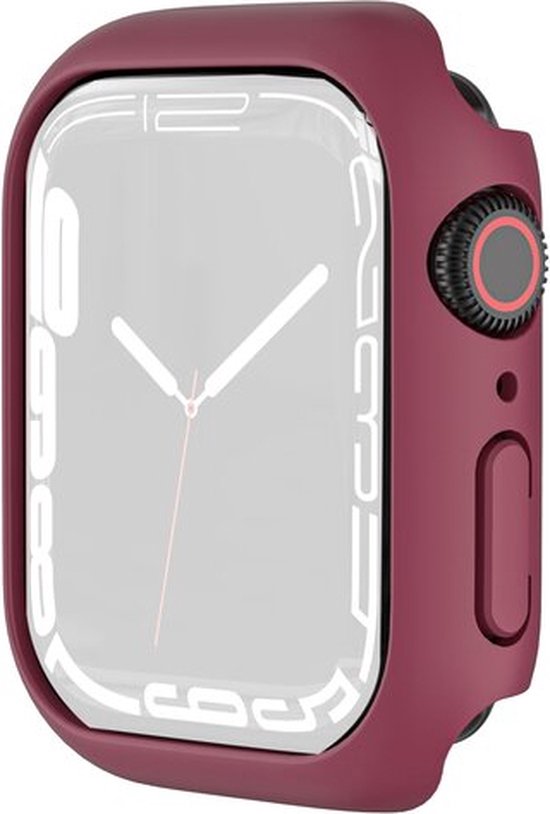 By Qubix - Apple Watch 45mm Hard case (open front) - Bordeaux - Geschikt voor Apple Watch 45mm hoesje - screenprotector - Bescherming iWatch - Bescherm hoesje