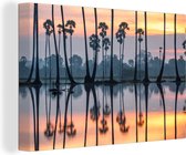 Canvas Schilderij Silhouet van palmbomen in Hawaii - 90x60 cm - Wanddecoratie