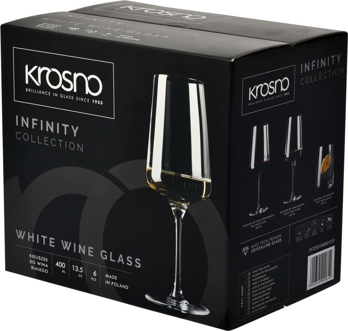KROSNO | Wijnglazen voor witte en mousserende wijn | Set van 6 stuks - 400 ml | Elegant, Crystal Glass, Loodvrij glas | Perfect voor thuis, restaurant en feesten | Kunnen worden gewassen in de vaatwasser – foto 8
