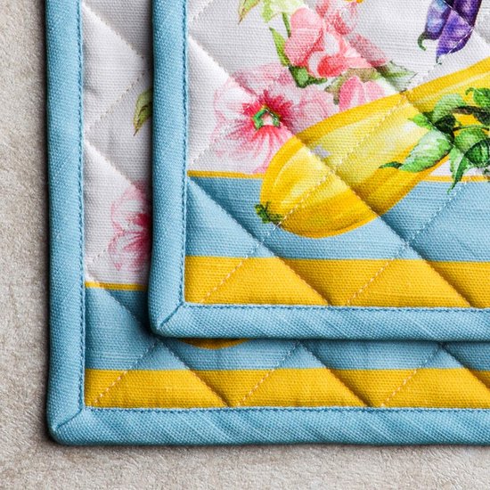 Presine Pasquali In Cotone - Set Di 2, 20x20cm, Con Anello Resistente Al Calore, Design Primaverile - Foto 10