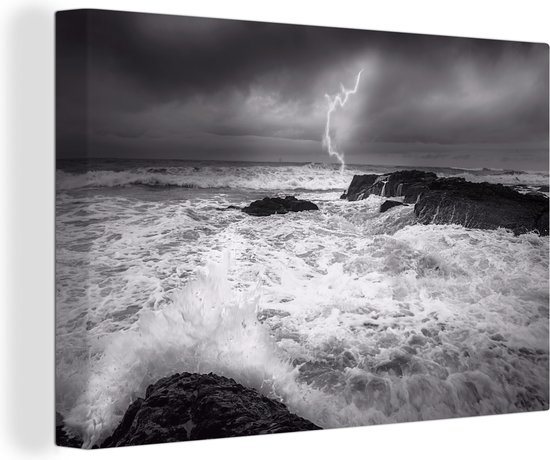 Canvas Schilderij Storm op zee fotoprint - 60x40 cm - Wanddecoratie