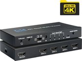 NÖRDIC SGM-212 HDMI Switch 4 naar 1 - Met Multiviewer - 4K30hz - HDCP1.4 - Zwart