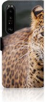 Telefoonhoesje Sony Xperia 1 IV Book Cover Cadeautjes voor Jongens Luipaard