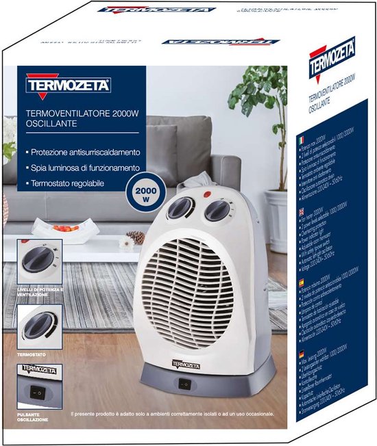 Termozeta - Ventilatorkachel - 2000 Watt - Oscillerende Ventilator - 2 ...
