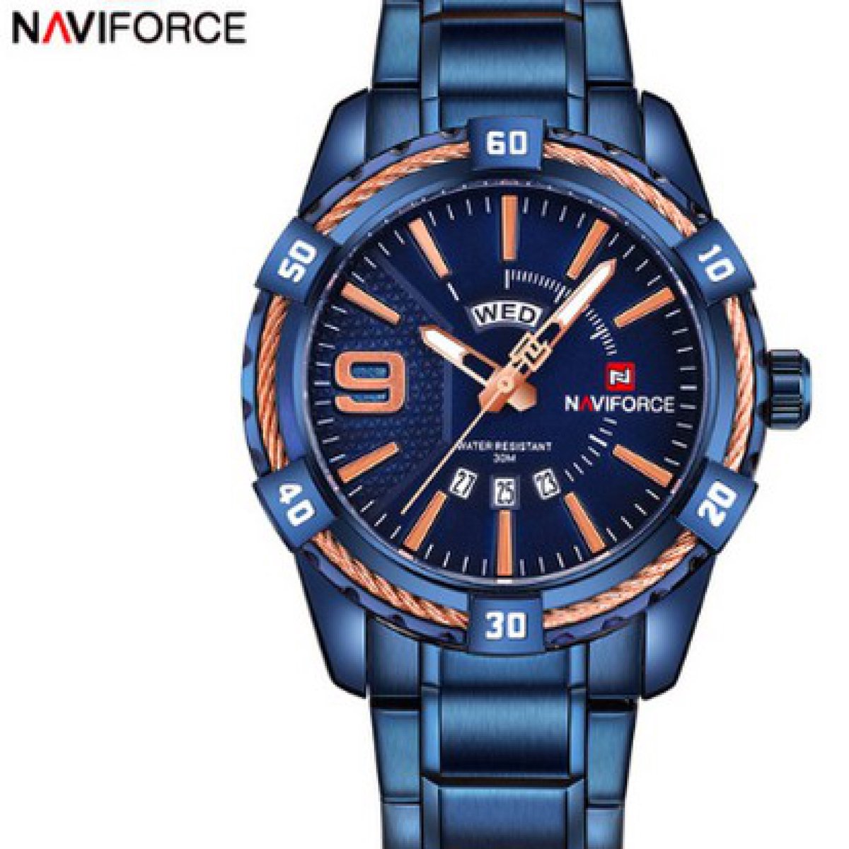 Hidzo Horloge Naviforce H257 Ø 47 mm - Blauw - Inclusief horlogedoosje