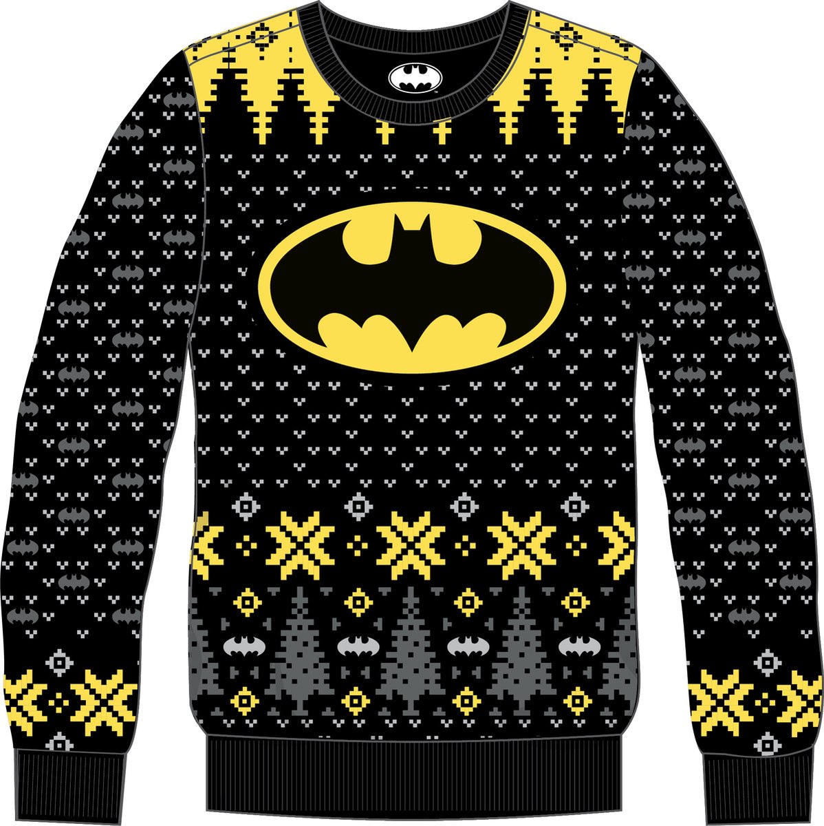 DC Comics - Batman Logo zwart en geel Kerstmis Sweater L