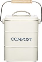 Retro Compostemmer - Compostbakje Keukenaanrecht - Gft Afvalbakje met 2 Filter - 3L / Crème wit