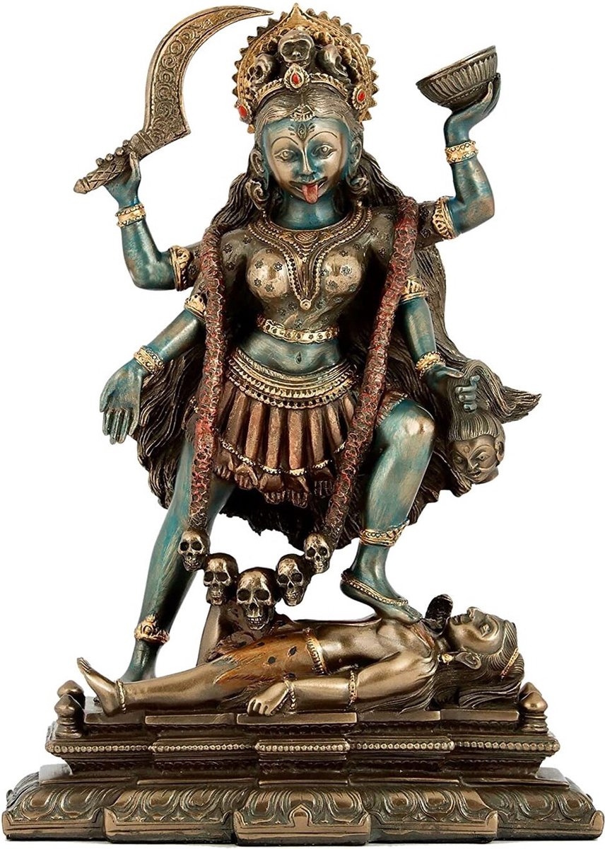 Veronese Design - Beeld/figuur - Kali Godin van de Dood - Gebronsd beeld - Zeer gedetailleerd - (hxbxd) ca. 20cm x 15cm x 6cm