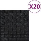 vidaXL - 3D-behang - zelfklevend - 20 - st - bakstenen - zwart